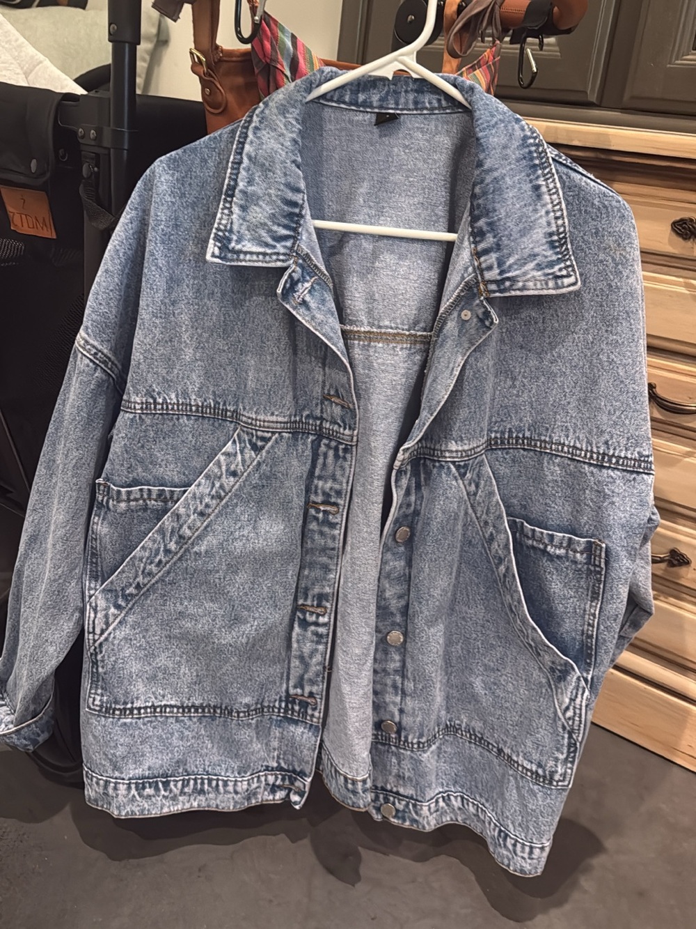 Oversized Light Wash Denim Jacket - Classic Blue